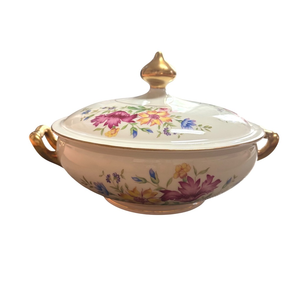 Eschenbach Bavaria Lorna Baronet China Lidded Vegetable Tureen Floral Gold Gilt